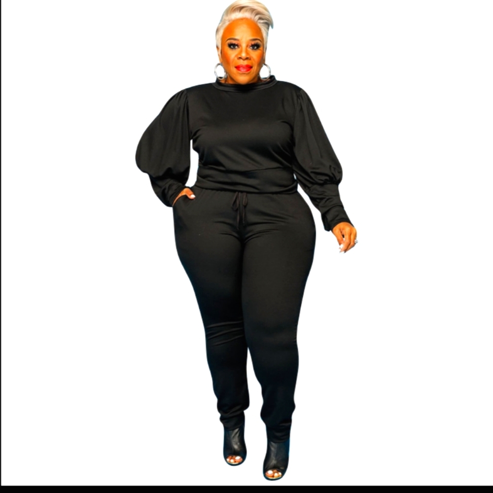 Plus size lantern sleeve jogger
